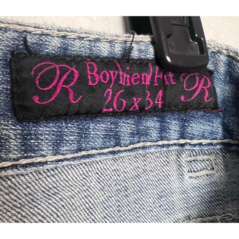 Rock & Roll Cowgirl Jeans Women's Boyfriend Blue Denim Embroidered Size 26x34 - Picture 2 of 9